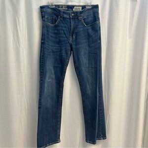 AXEL Men's Classic Slim Bootcut Blue Jeans Embroidered Flap Pocket 32x32